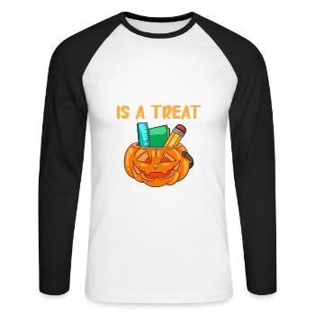 Lustige Lehrer Halloween Geschenke - Unisex Baseballshirt langarm - Weiß/Schwarz - Vorne - Nik (191cm)