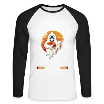 Lustige Lehrer Halloween Geschenke - Unisex Baseballshirt langarm - Weiß/Schwarz - Vorne - Nik (191cm)