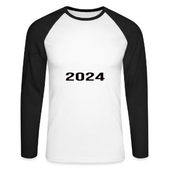 Pension 2024 Pensionärin 2024 Rente 2024 - Unisex Baseballshirt langarm - Weiß/Schwarz - Vorne - Nik (191cm)