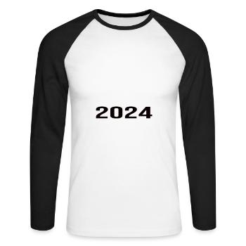 Pension 2024 Pensionärin 2024 Rente 2024 - Unisex Baseballshirt langarm - Weiß/Schwarz - Vorne - Nik (191cm)