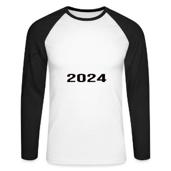 Pension 2024 Pensionärin 2024 Rente 2024 - Unisex Baseballshirt langarm - Weiß/Schwarz - Vorne - Nik (191cm)