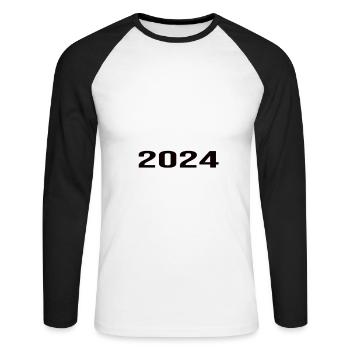Pension 2024 Pensionärin 2024 Rente 2024 - Unisex Baseballshirt langarm - Weiß/Schwarz - Vorne - Nik (191cm)