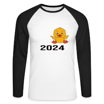 Pension 2024 Pensionärin 2024 Rente 2024 - Unisex Baseballshirt langarm - Weiß/Schwarz - Vorne - Nik (191cm)