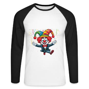 Karneval Kostüm Fasching Fastnacht - Unisex Baseballshirt langarm - Weiß/Schwarz - Vorne - Nik (191cm)