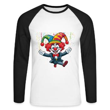 Karneval Kostüm Fasching Fastnacht - Unisex Baseballshirt langarm - Weiß/Schwarz - Vorne - Nik (191cm)