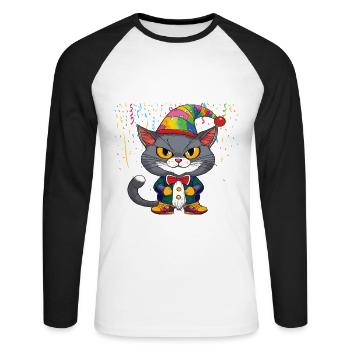 Karneval Kostüm Fasching Fastnacht - Unisex Baseballshirt langarm - Weiß/Schwarz - Vorne - Nik (191cm)