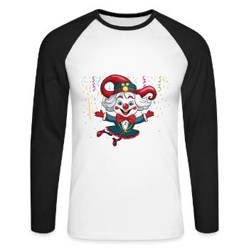 Karneval Kostüm Fasching Fastnacht - Unisex Baseballshirt langarm - Weiß/Schwarz - Vorne - Nik (191cm)