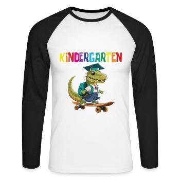 School child 2024 School enrolment 2024 Back to school - Unisex Long Sleeve Baseball T-Shirt - white/black - Front - Nik (191cm)