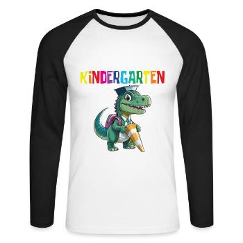 School child 2024 School enrolment 2024 Back to school - Unisex Long Sleeve Baseball T-Shirt - white/black - Front - Nik (191cm)