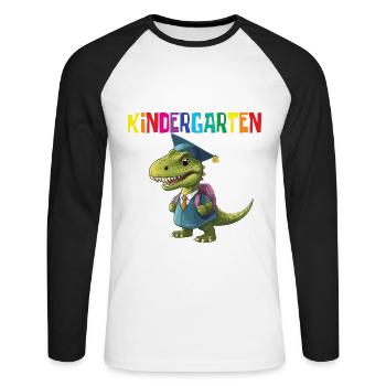 School child 2024 School enrolment 2024 Back to school - Unisex Long Sleeve Baseball T-Shirt - white/black - Front - Nik (191cm)