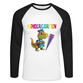 School child 2024 School enrolment 2024 Back to school - Unisex Long Sleeve Baseball T-Shirt - white/black - Front - Nik (191cm)