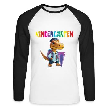School child 2024 School enrolment 2024 Back to school - Unisex Long Sleeve Baseball T-Shirt - white/black - Front - Nik (191cm)