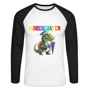 School child 2024 School enrolment 2024 Back to school - Unisex Long Sleeve Baseball T-Shirt - white/black - Front - Nik (191cm)