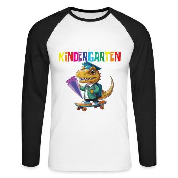 School child 2024 School enrolment 2024 Back to school - Unisex Long Sleeve Baseball T-Shirt - white/black - Front - Nik (191cm)