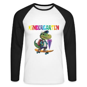 School child 2024 School enrolment 2024 Back to school - Unisex Long Sleeve Baseball T-Shirt - white/black - Front - Nik (191cm)
