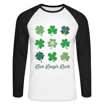 Live Laugh Luck - T-shirt baseball manches longues Homme - blanc/noir - Devant - Nik (191cm)