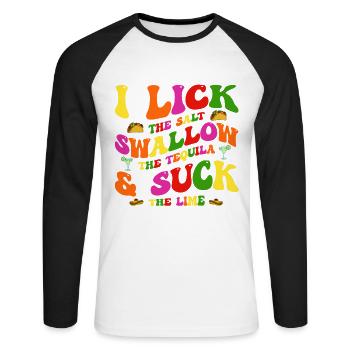 Cinco de Mayo - Unisex Baseballshirt langarm - Weiß/Schwarz - Vorne - Nik (191cm)