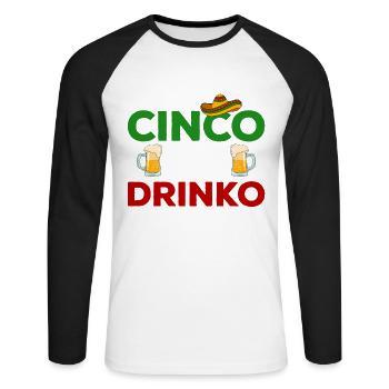 Cinco de Mayo - Unisex Baseballshirt langarm - Weiß/Schwarz - Vorne - Nik (191cm)