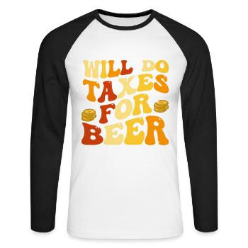 Taxpayer tax office pay tax - Unisex Long Sleeve Baseball T-Shirt - white/black - Front - Nik (191cm)
