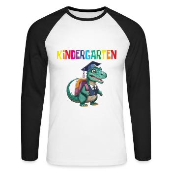 School Enrollment Dino Back to School - Unisex Long Sleeve Baseball T-Shirt - white/black - Front - Nik (191cm)