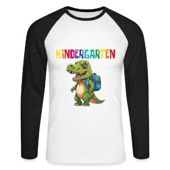 School Enrollment Dino Back to School - Unisex Long Sleeve Baseball T-Shirt - white/black - Front - Nik (191cm)