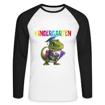 School Enrollment Dino Back to School - Unisex Long Sleeve Baseball T-Shirt - white/black - Front - Nik (191cm)