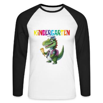 School Enrollment Dino Back to School - Unisex Long Sleeve Baseball T-Shirt - white/black - Front - Nik (191cm)