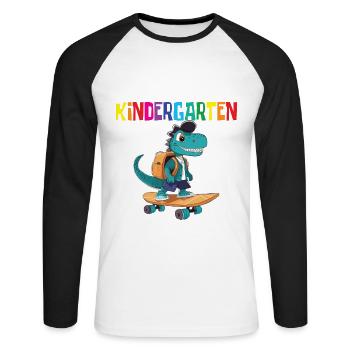 School Enrollment Dino Back to School - Unisex Long Sleeve Baseball T-Shirt - white/black - Front - Nik (191cm)