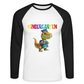 School Enrollment Dino Back to School - Unisex Long Sleeve Baseball T-Shirt - white/black - Front - Nik (191cm)