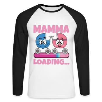 Super Mamma 2024 Loading - Unisex Baseballshirt langarm - Weiß/Schwarz - Vorne - Nik (191cm)