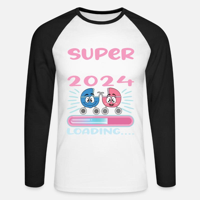 Super Mamma 2024 Loading - Unisex Long Sleeve Baseball T-Shirt - white/black