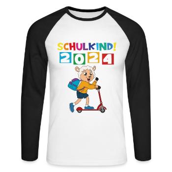 Inscription scolaire 2024 de l’école de la rentrée scolaire - T-shirt baseball manches longues Homme - blanc/noir - Devant - Nik (191cm)