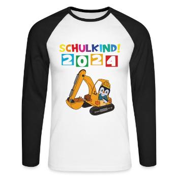Inscription scolaire 2024 de l’école de la rentrée scolaire - T-shirt baseball manches longues Homme - blanc/noir - Devant - Nik (191cm)