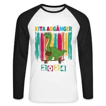 Kita Abgänger 2024 Einschulung 2024 - Unisex Baseballshirt langarm - Weiß/Schwarz - Vorne - Nik (191cm)