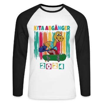Kita Abgänger 2024 Einschulung 2024 - Unisex Baseballshirt langarm - Weiß/Schwarz - Vorne - Nik (191cm)