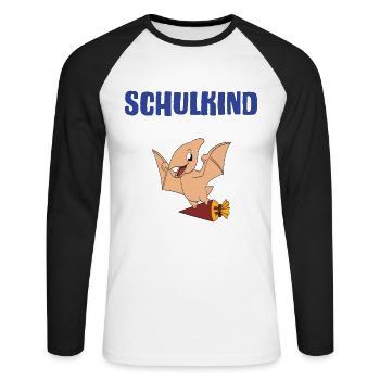 Inscription scolaire 2024 de l’école de la rentrée scolaire - T-shirt baseball manches longues Homme - blanc/noir - Devant - Nik (191cm)