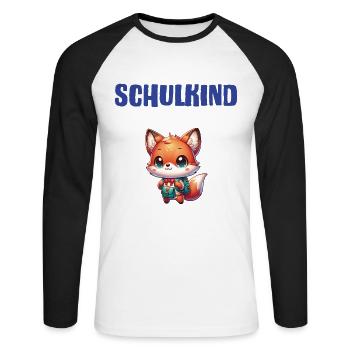 Inscription scolaire 2024 de l’école de la rentrée scolaire - T-shirt baseball manches longues Homme - blanc/noir - Devant - Nik (191cm)