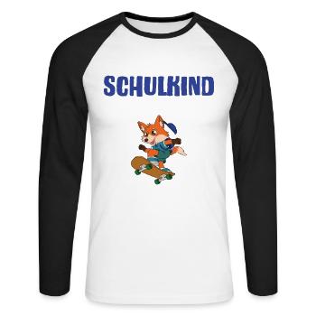 Schulkind 2024 Einschulung Schulanfang - Unisex Baseballshirt langarm - Weiß/Schwarz - Vorne - Nik (191cm)