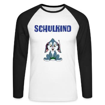 Schulkind 2024 Einschulung Schulanfang - Unisex Baseballshirt langarm - Weiß/Schwarz - Vorne - Nik (191cm)
