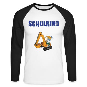 Inscription scolaire 2024 de l’école de la rentrée scolaire - T-shirt baseball manches longues Homme - blanc/noir - Devant - Nik (191cm)