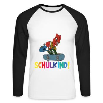 Inscription scolaire 2024 de l’école de la rentrée scolaire - T-shirt baseball manches longues Homme - blanc/noir - Devant - Nik (191cm)