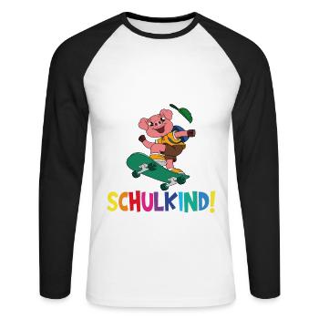 Inscription scolaire 2024 de l’école de la rentrée scolaire - T-shirt baseball manches longues Homme - blanc/noir - Devant - Nik (191cm)