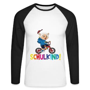 Schulkind 2024 Einschulung Schulanfang - Unisex Baseballshirt langarm - Weiß/Schwarz - Vorne - Nik (191cm)