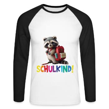 Inscription scolaire 2024 de l’école de la rentrée scolaire - T-shirt baseball manches longues Homme - blanc/noir - Devant - Nik (191cm)