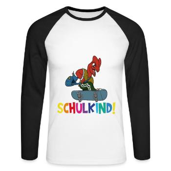 Inscription scolaire 2024 de l’école de la rentrée scolaire - T-shirt baseball manches longues Homme - blanc/noir - Devant - Nik (191cm)