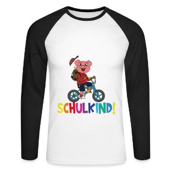 Inscription scolaire 2024 de l’école de la rentrée scolaire - T-shirt baseball manches longues Homme - blanc/noir - Devant - Nik (191cm)