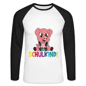 Inscription scolaire 2024 de l’école de la rentrée scolaire - T-shirt baseball manches longues Homme - blanc/noir - Devant - Nik (191cm)