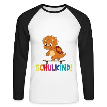 Inscription scolaire 2024 de l’école de la rentrée scolaire - T-shirt baseball manches longues Homme - blanc/noir - Devant - Nik (191cm)