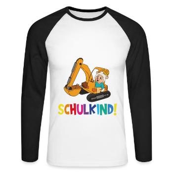 Inscription scolaire 2024 de l’école de la rentrée scolaire - T-shirt baseball manches longues Homme - blanc/noir - Devant - Nik (191cm)
