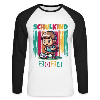 Inscriptions scolaires des élèves du primaire 2024 - T-shirt baseball manches longues Homme - blanc/noir - Devant - Nik (191cm)